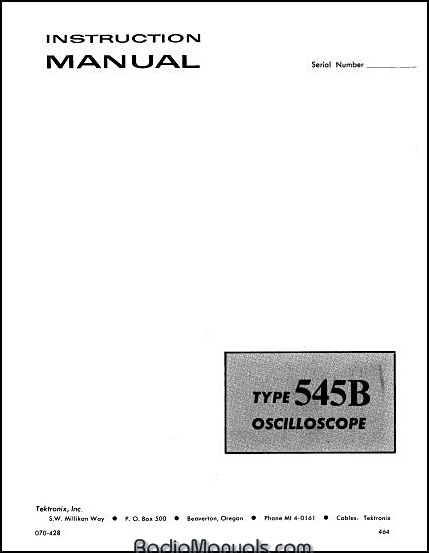 Tektronix 545B Instruction Manual Tektronix 545B Instruction Manual